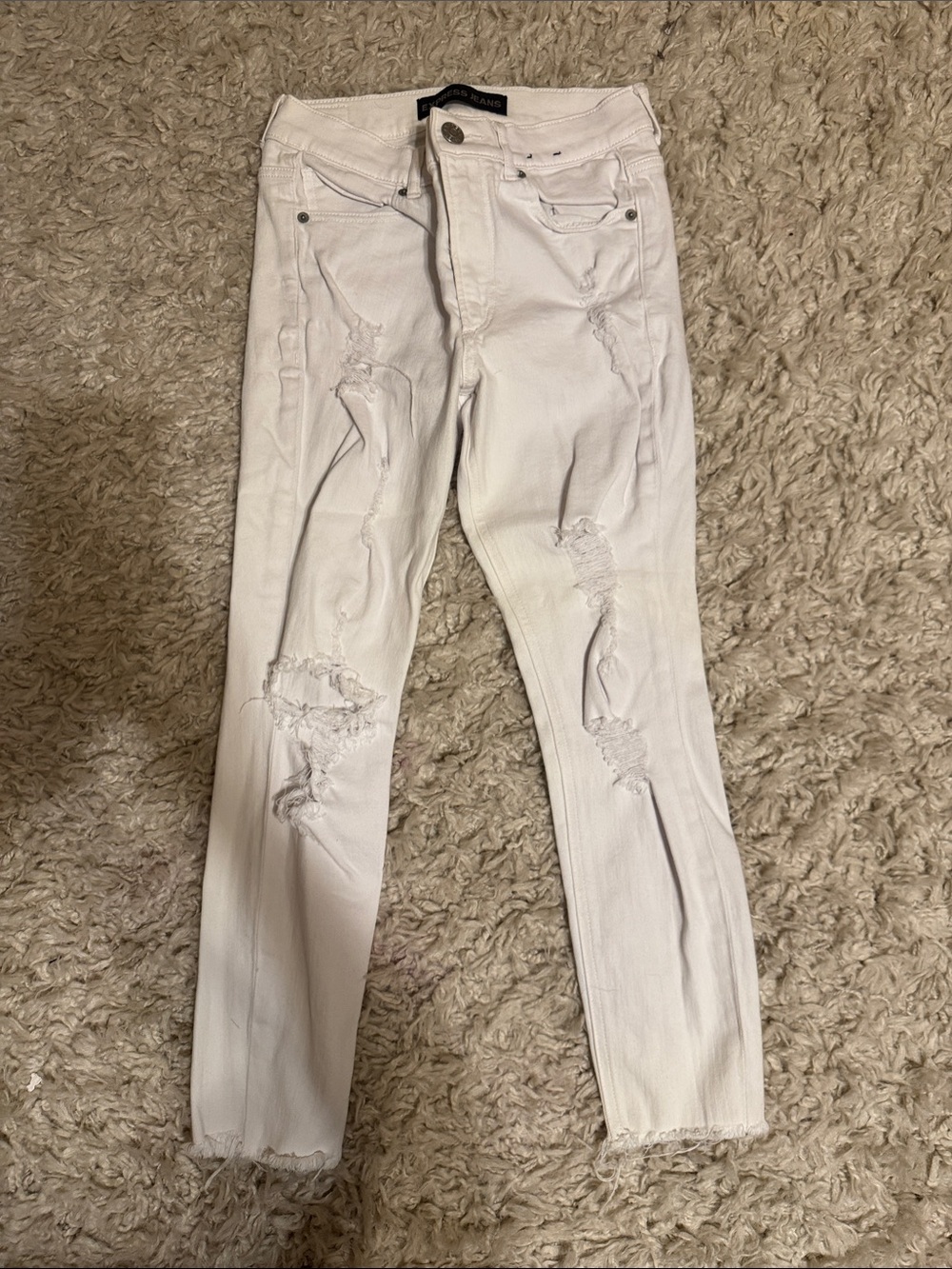 Express White Distressed Skinny Jeans